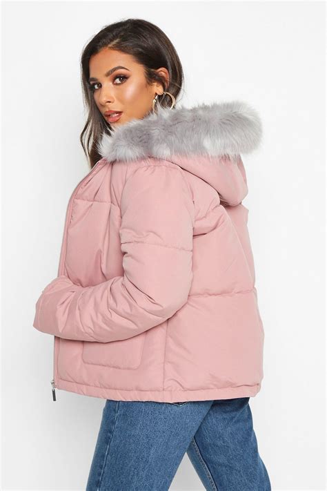 faux fur wrapped puffer jacket.